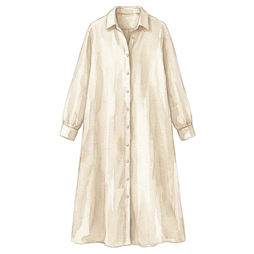 Cream Linen Midi Shirtdress