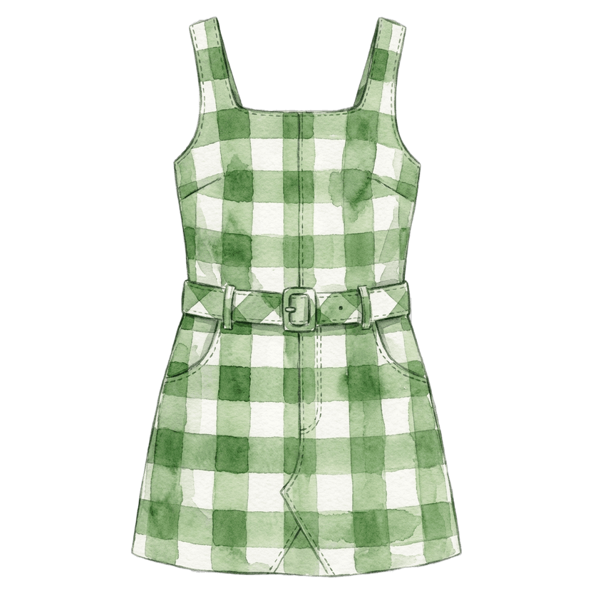 Green Gingham Mini Dress