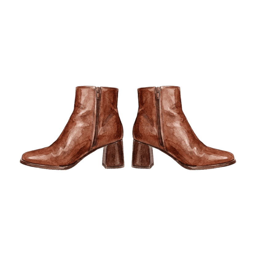 Cognac Leather Ankle Boots