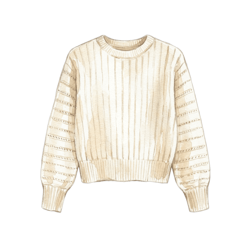 Zara Cream Ribbed Knit Sweater