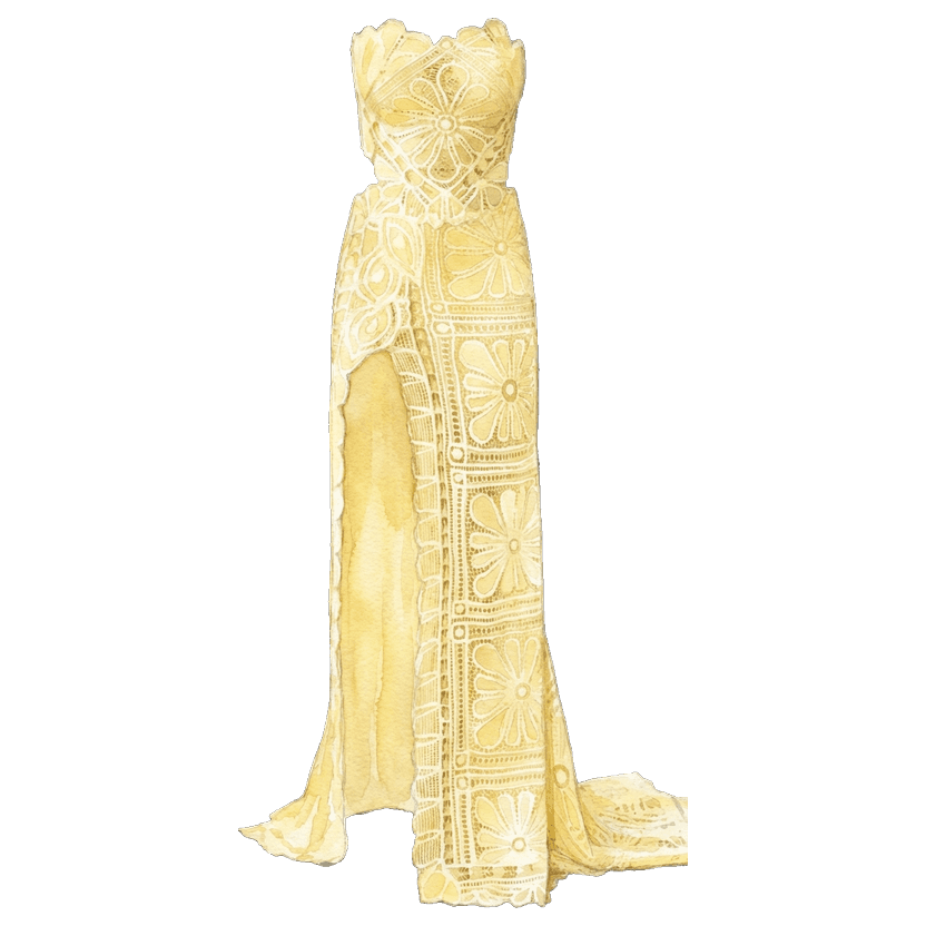 Yellow Lace Floral Maxi Dress