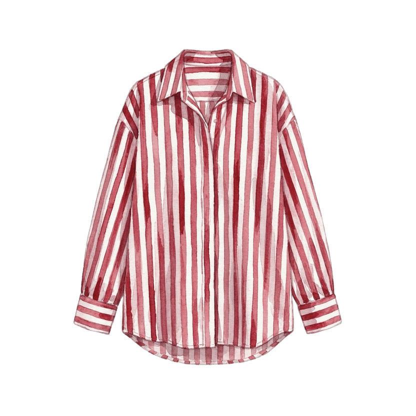 Red & White Striped Oversized Shirt