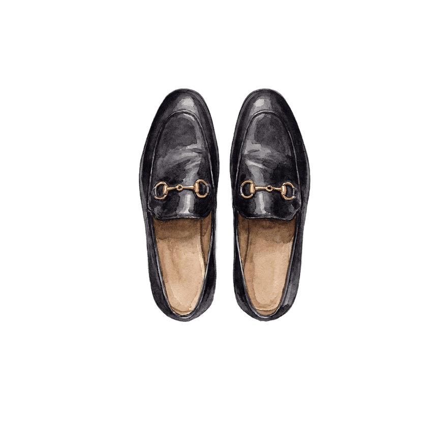 Black Leather Horsebit Loafers