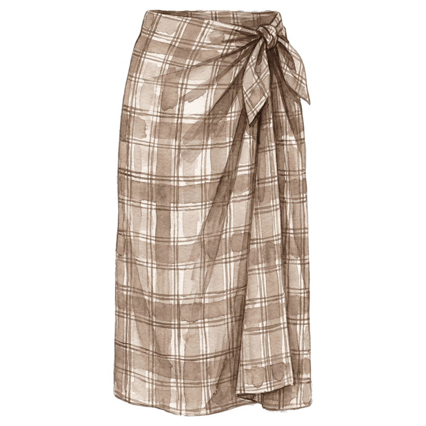 Plaid Wrap Midi Skirt