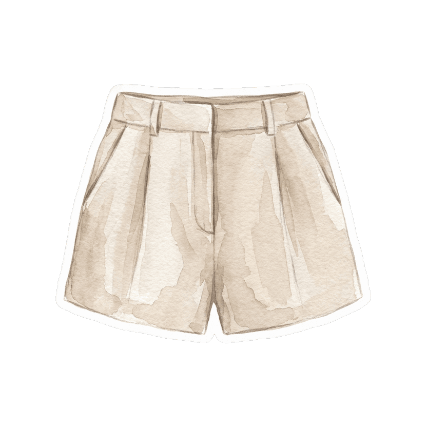 Beige Tailored High-Waist Shorts