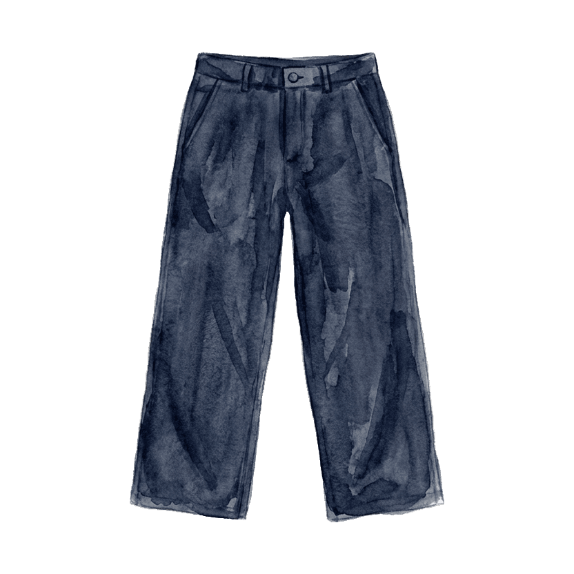 Dark Navy Wide-Leg Trousers