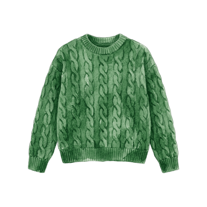 Green Cable-Knit Sweater