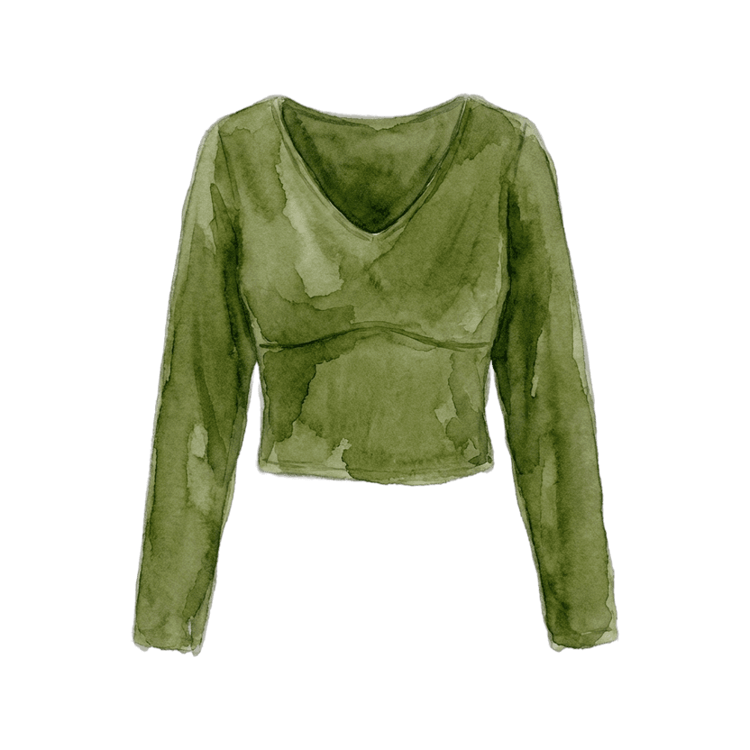 Olive Green Long-Sleeve Crop Top
