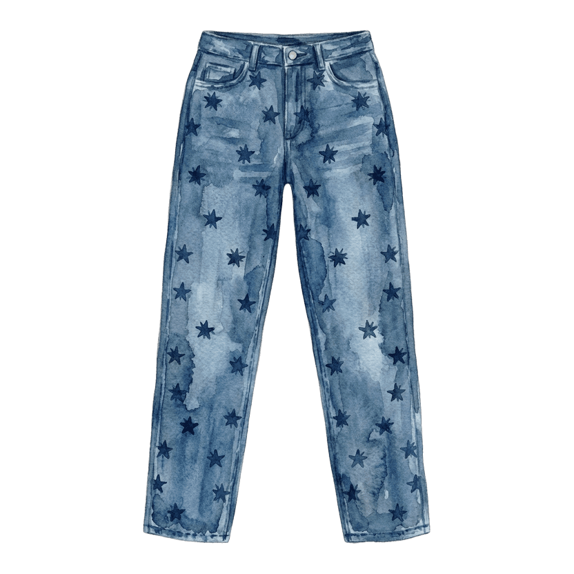 Mid-Wash Straight Leg Jeans