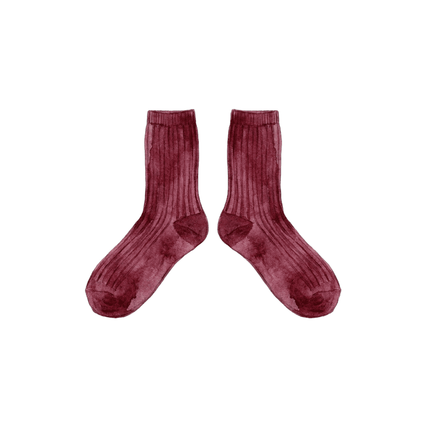 Burgundy Ribbed Crew Socks