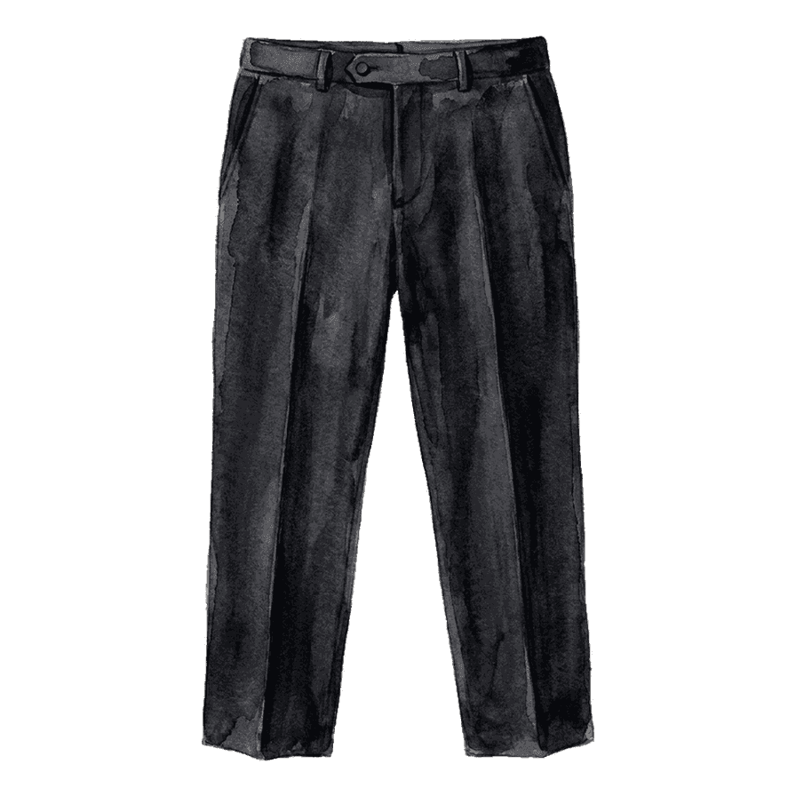 black straight wool trousers