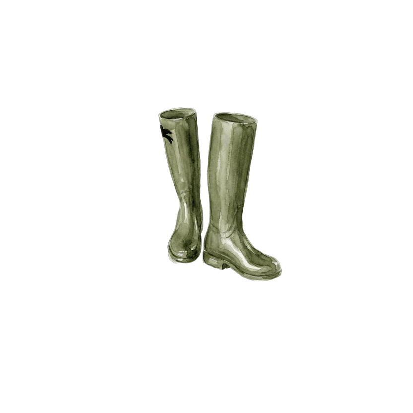 Olive Rubber Knee-High Boots