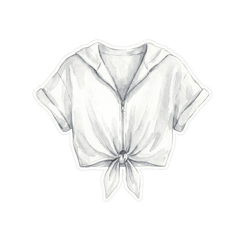 White Knotted Crop Shirt