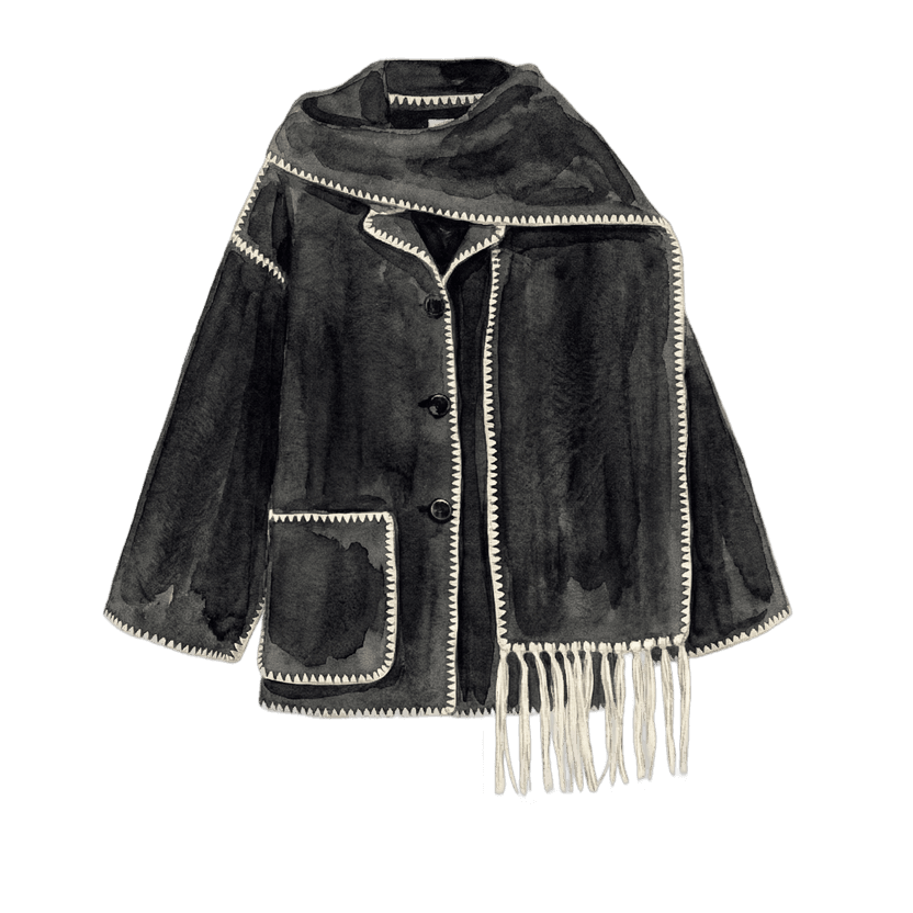Toteme Draped Fringed Wool-Blend Jacket