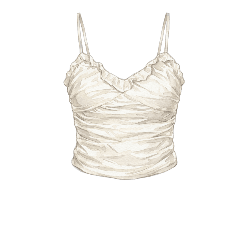 White Ruched Cami Top