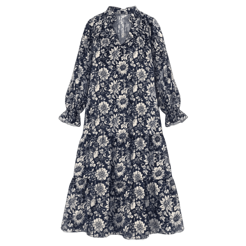 Black Floral Midi Dress