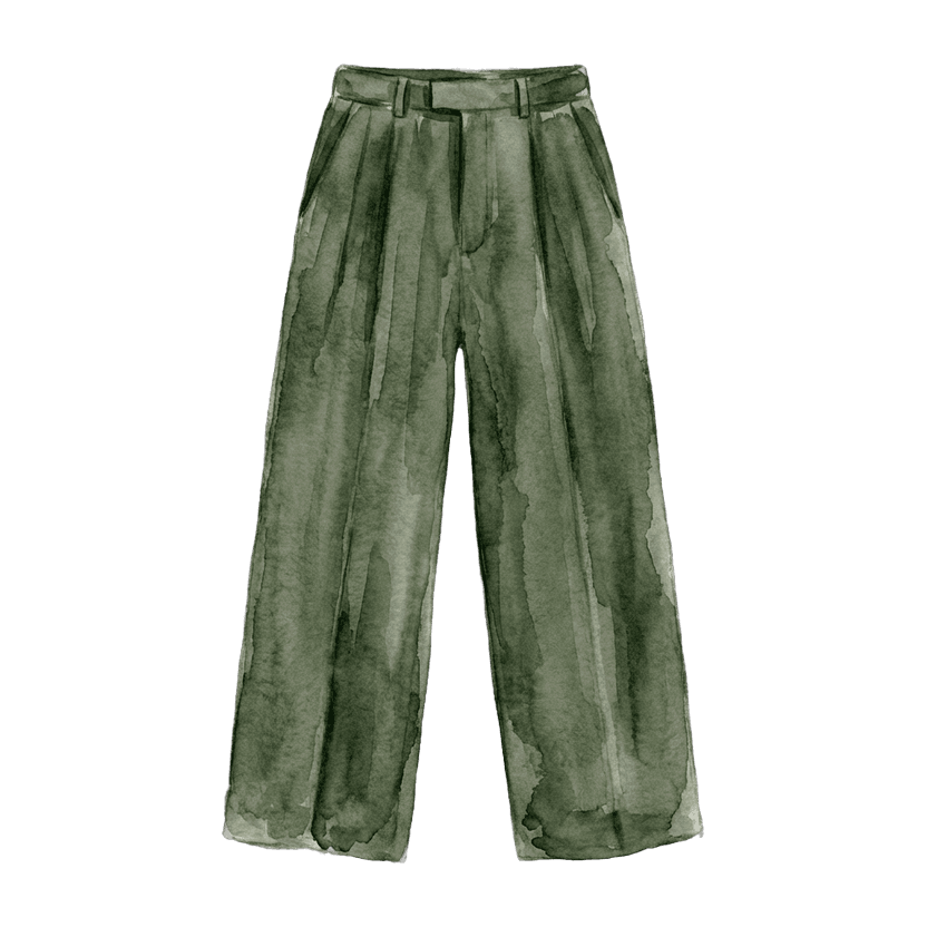 Deep Olive Wide-Leg Trousers