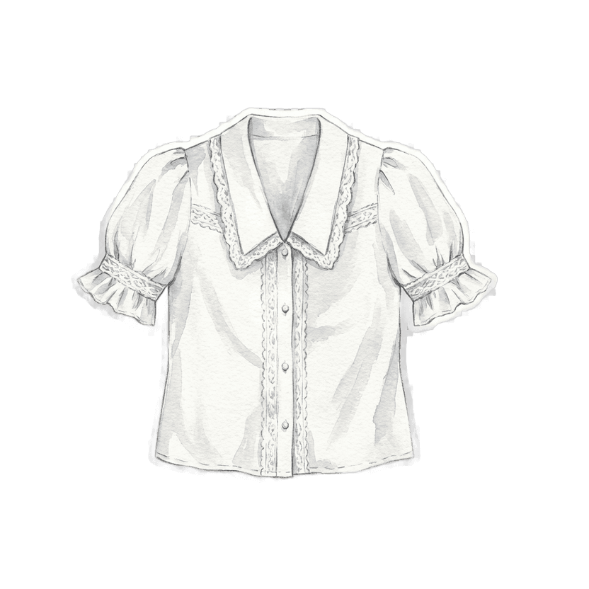 White Ruffle Puff-Sleeve Blouse