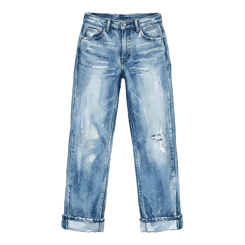Mid-Wash Straight-Leg Jeans