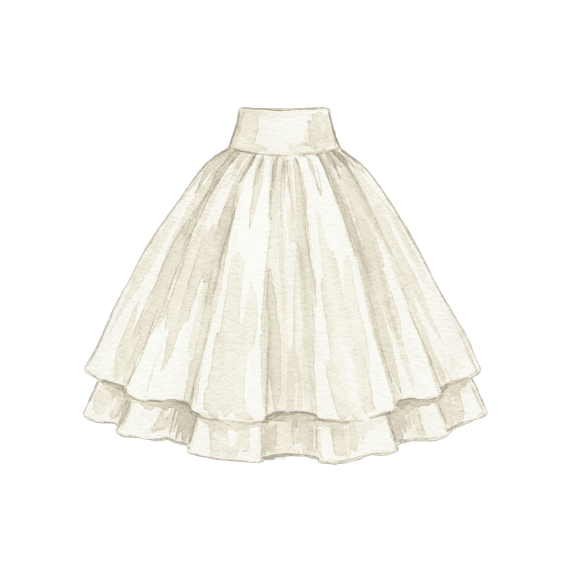 Ivory Voluminous Midi Skirt