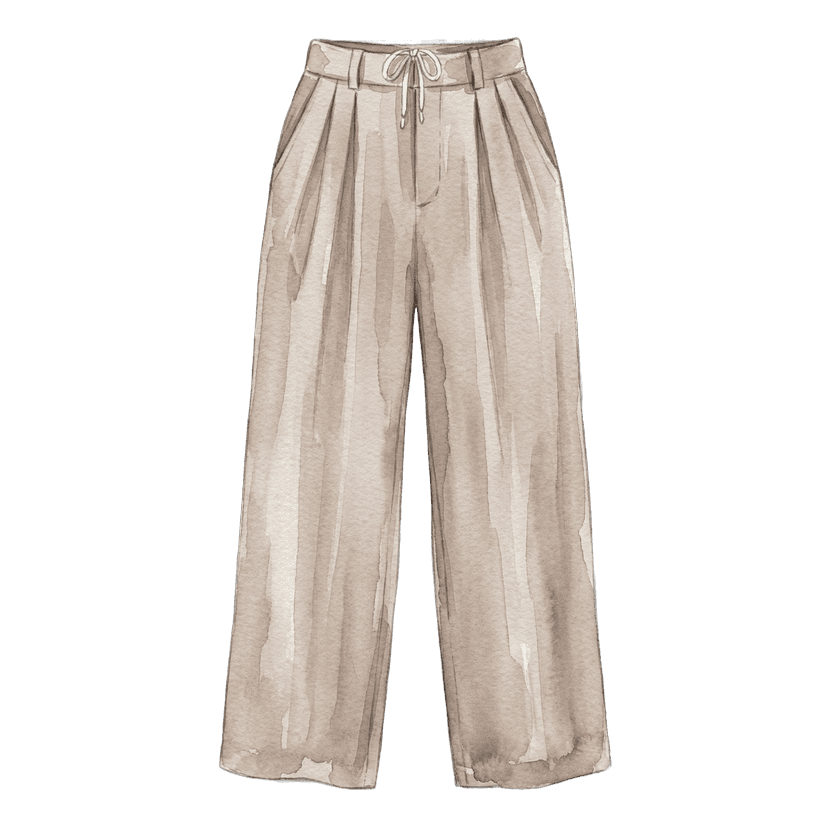 Taupe High-Waist Pleated Trousers