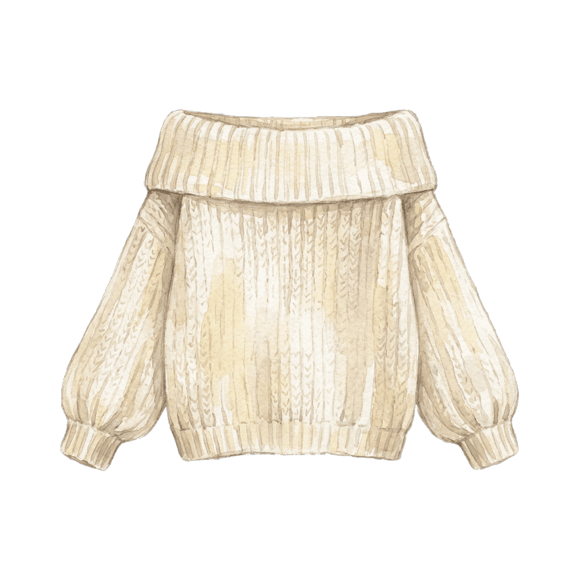 Cream Off-Shoulder Oversized Knit Sweater