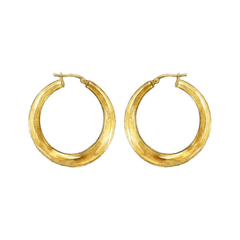 Pair of small plain gold hoop earrings