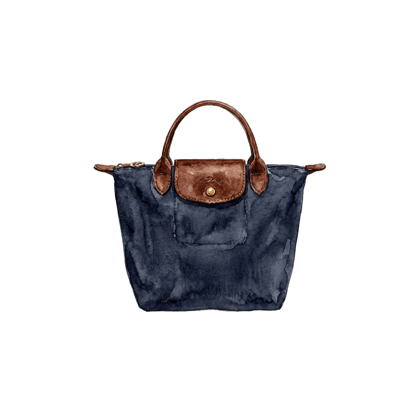 Dark Navy Longchamp-Style Shoulder Bag