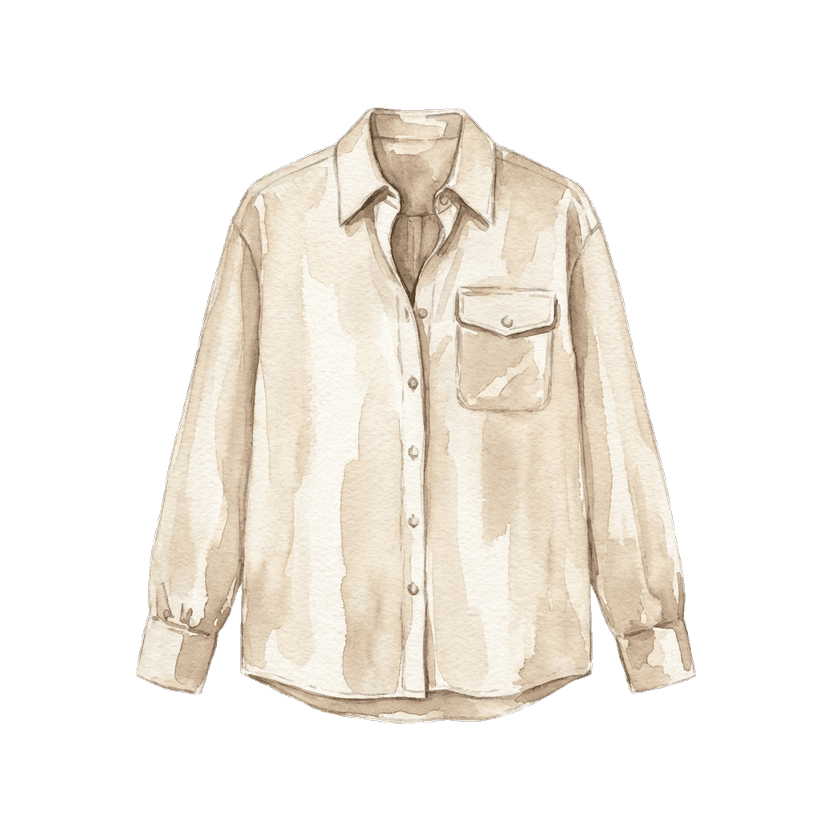 Beige Oversized Button-Down Shirt