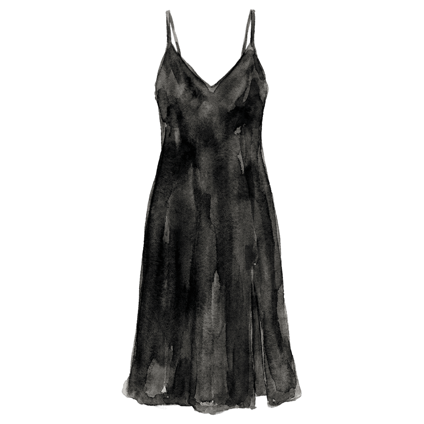 Black Midi Slip Dress