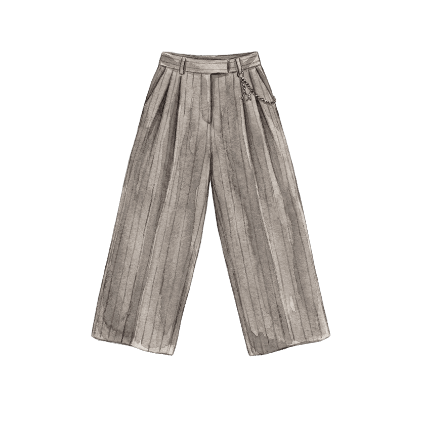 Wide-Leg Pleated Trousers