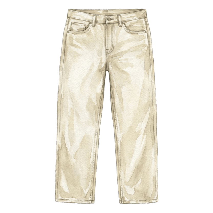 Light Khaki Straight-Leg Trousers