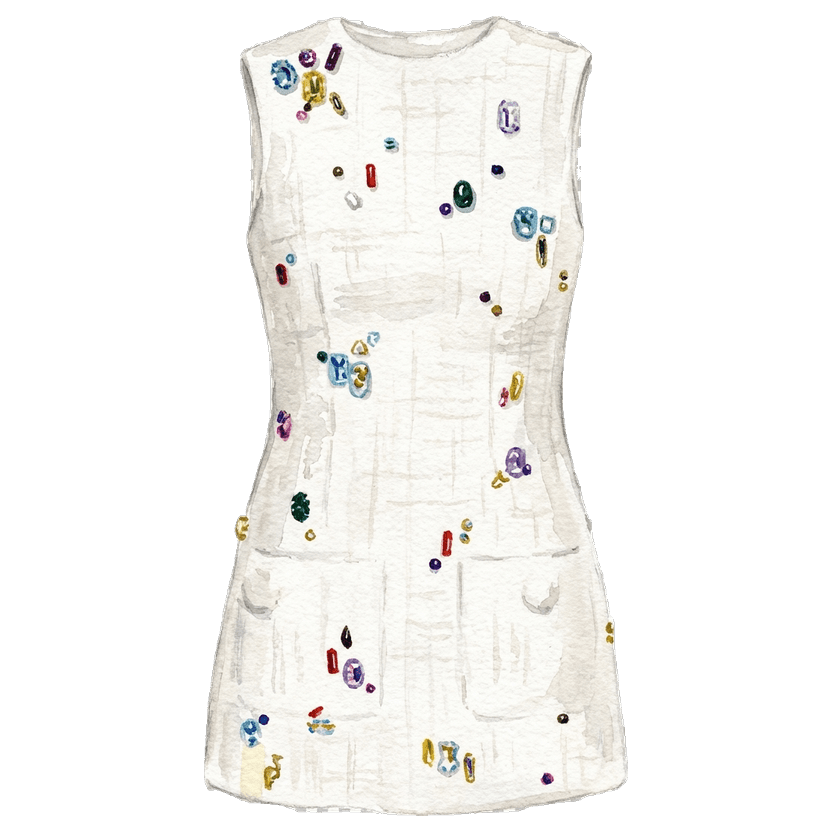 White Printed Mini Dress