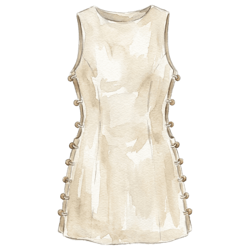 Cream Button-Side Mini Dress