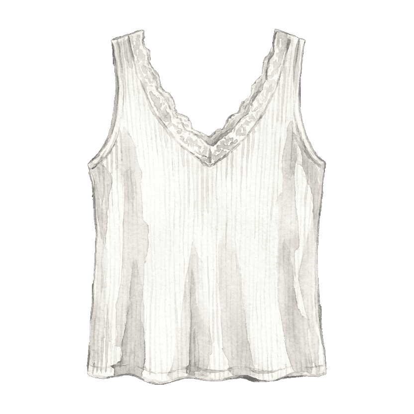 White Ribbed Tank Top