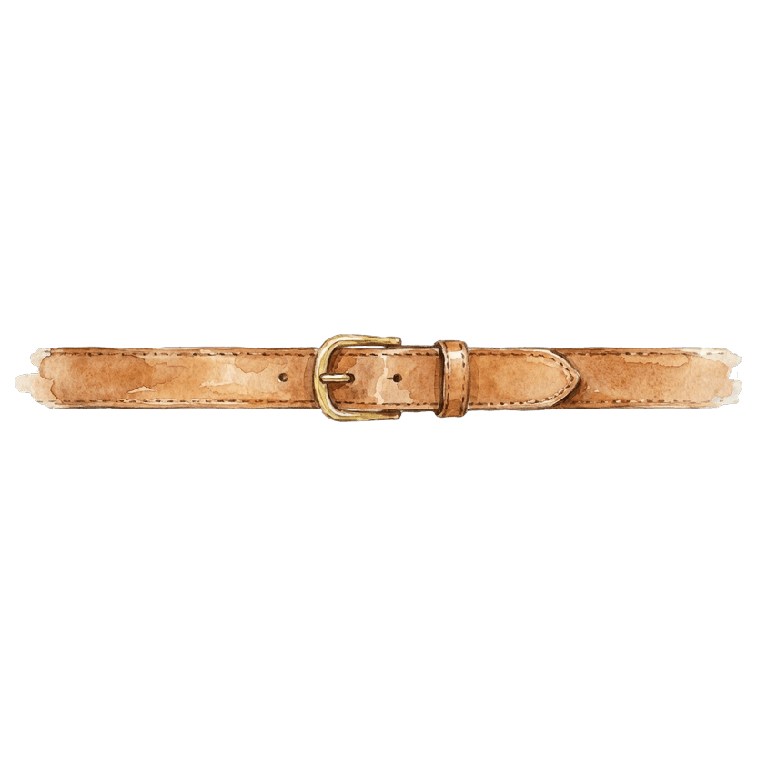 Tan leather belt with a brass buckle