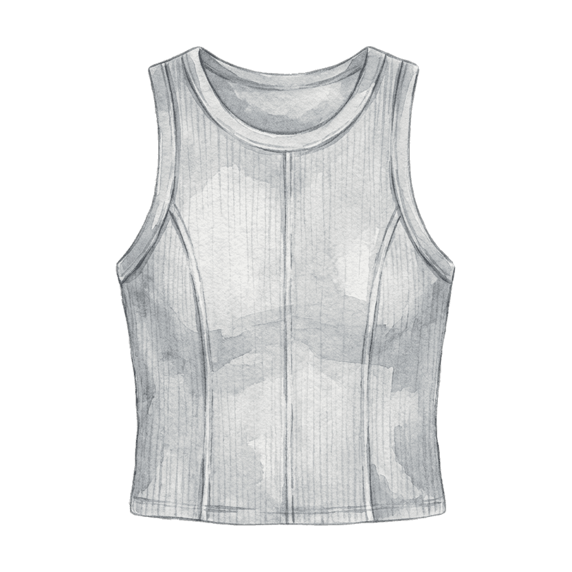 Grey Cropped Ribbed Tank