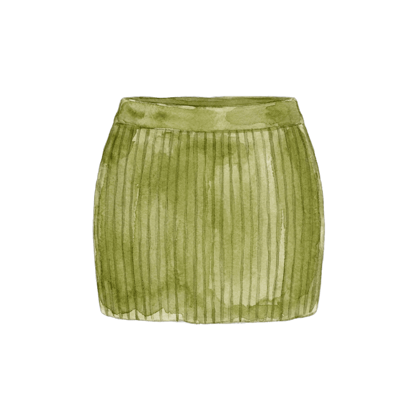 Olive green ribbed knit mini skirt