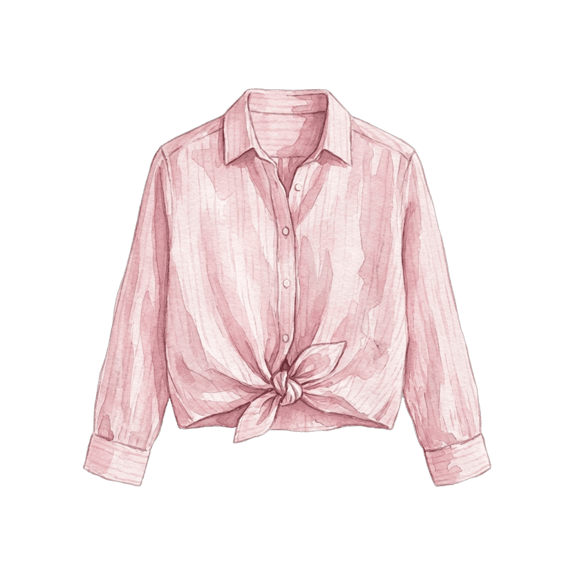 Pink Linen Tie-Front Shirt
