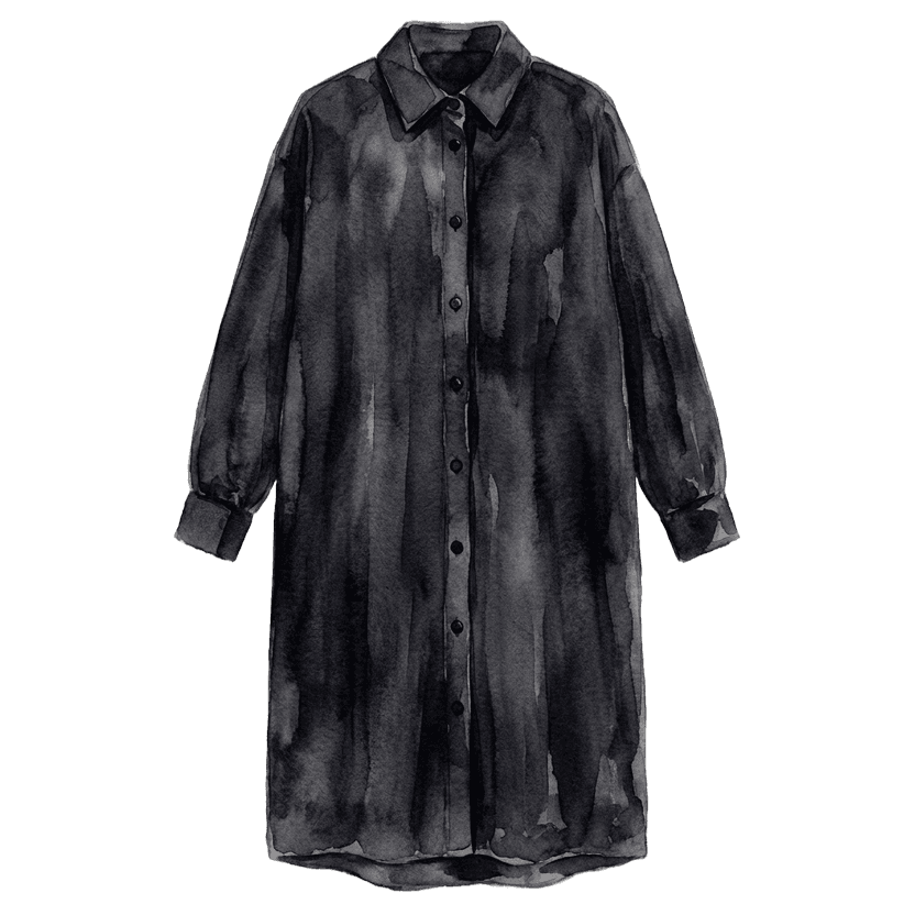 Black Oversized Button-Down Shirt Dress
