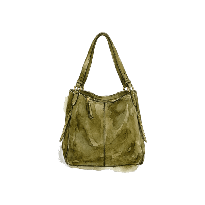 Olive Suede Shoulder Bag