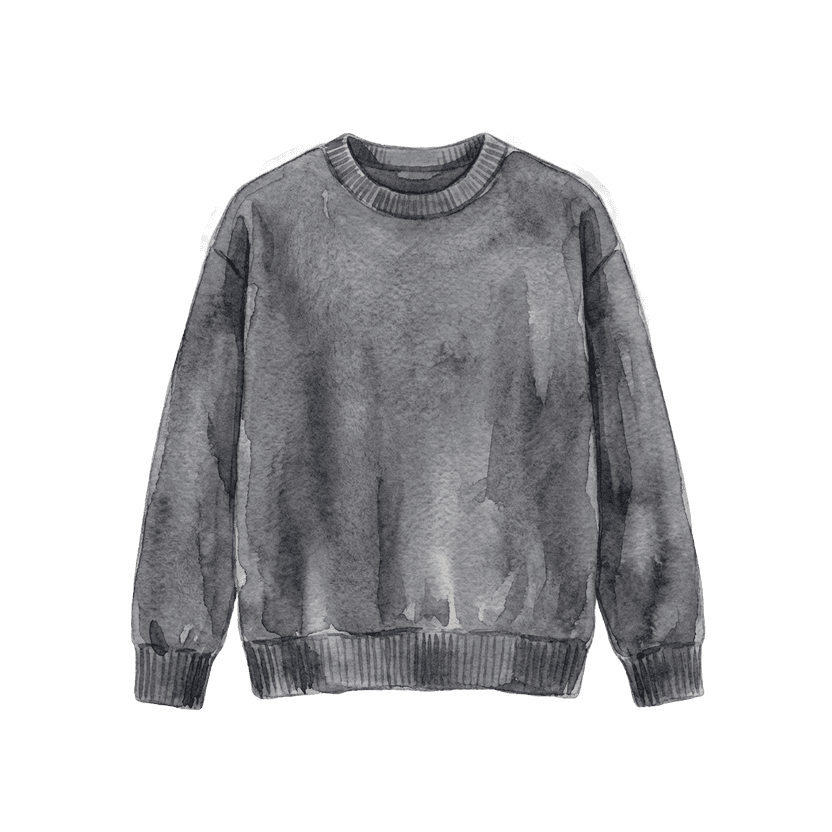 Grey Crew-Neck Knit Sweater
