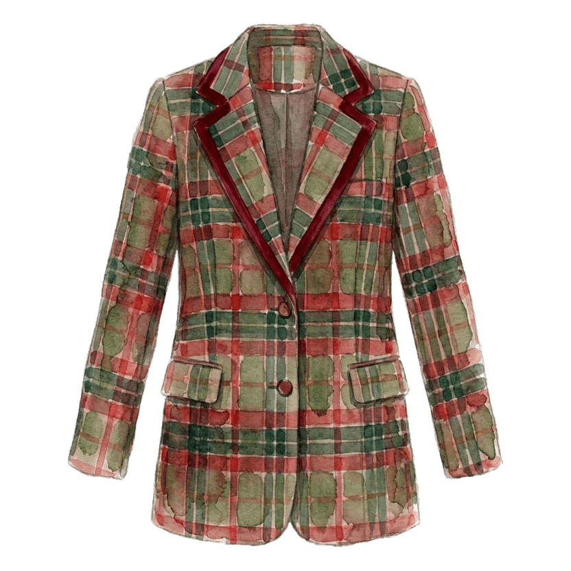 Red Plaid Tailored Blazer
