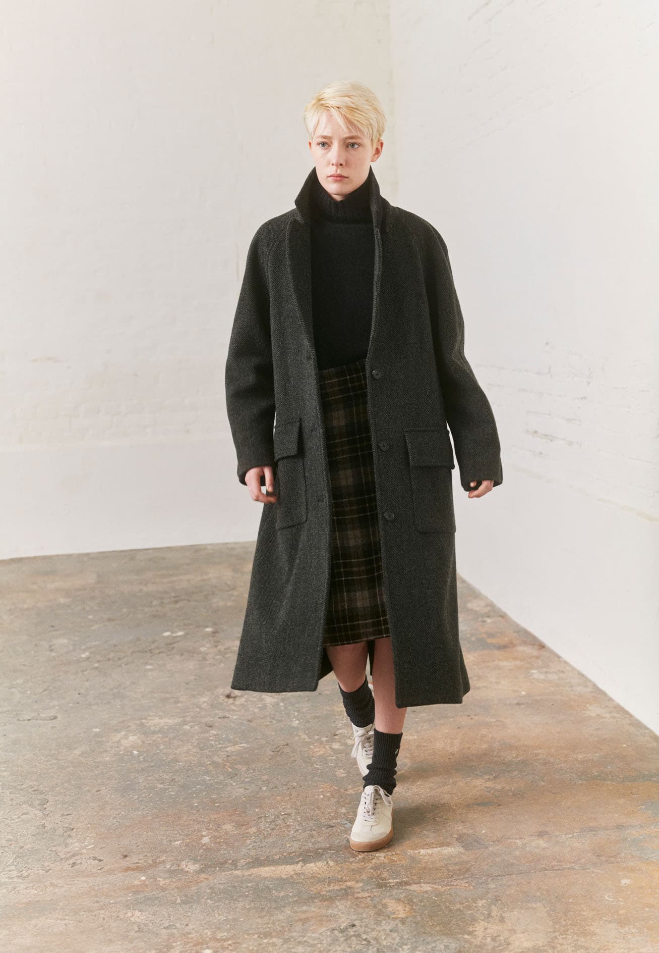 Margaret Howell AW25 official lookbook outfit with scholarly tailoring.