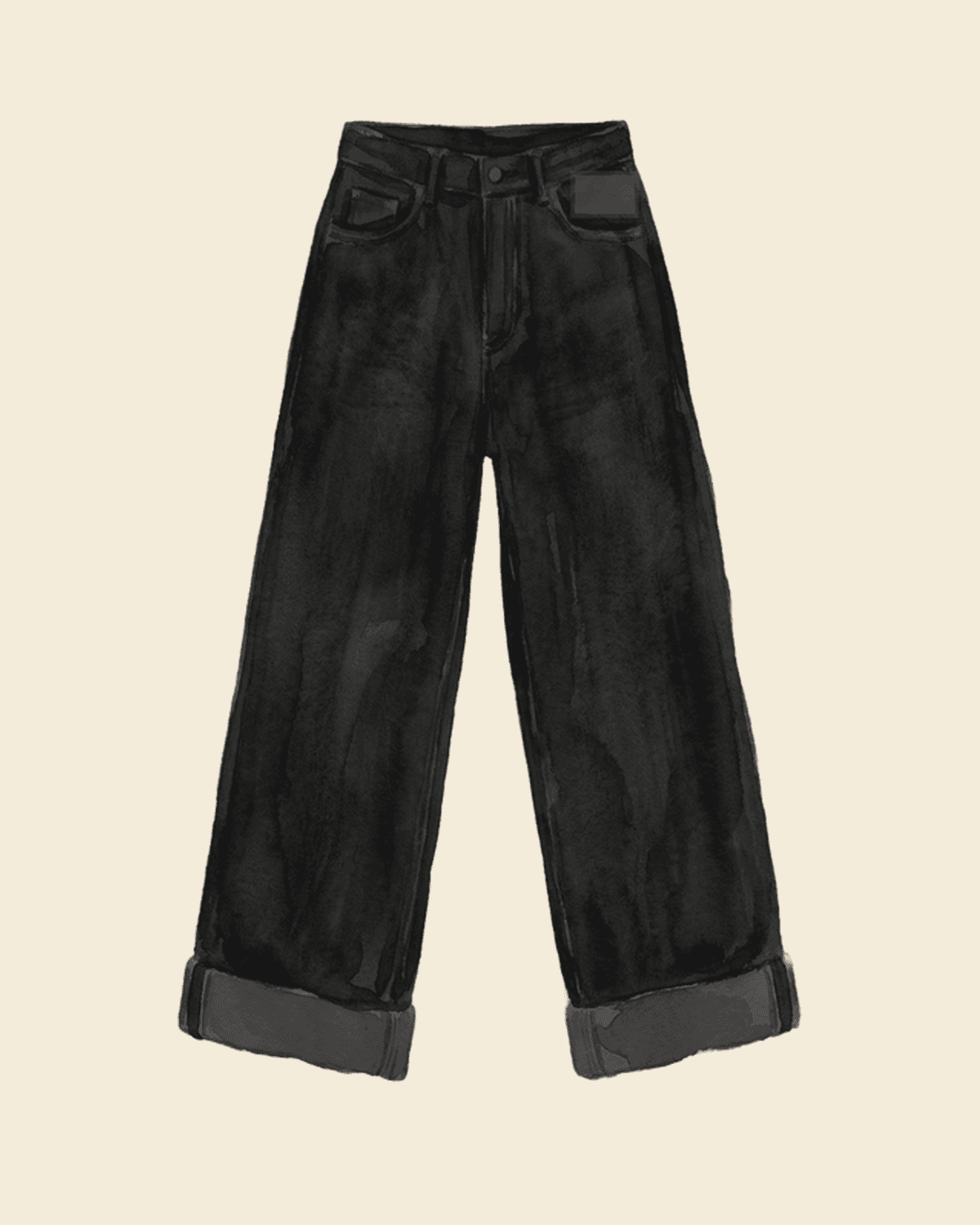 Rinse-black slim-straight high-rise jeans folded once at the knee on cream paper.