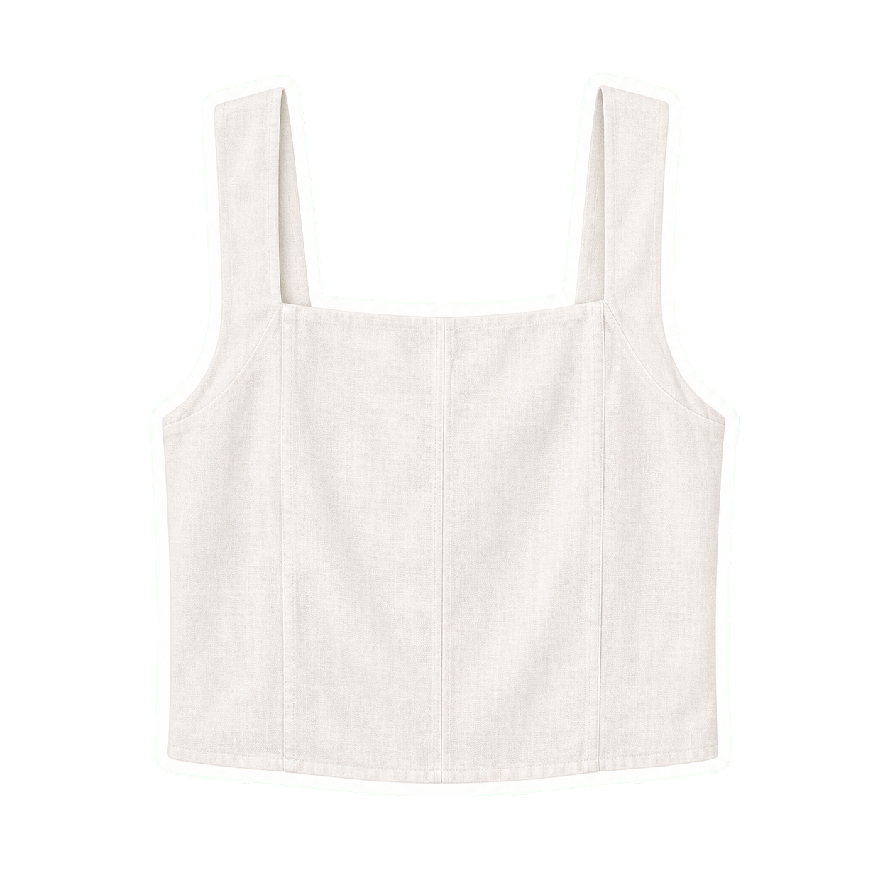 Cream Square-Neck Linen Tank