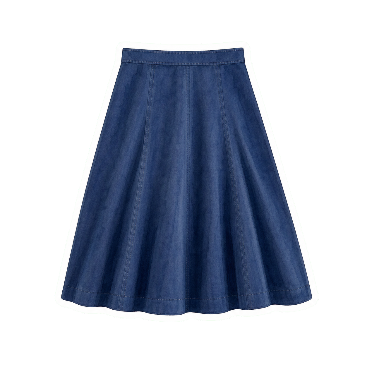 Navy Mid-Calf A-Line Skirt