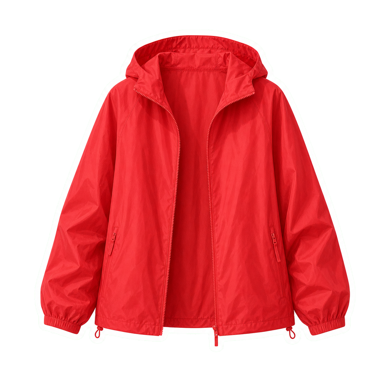 Bright Red Packable Rain Shell