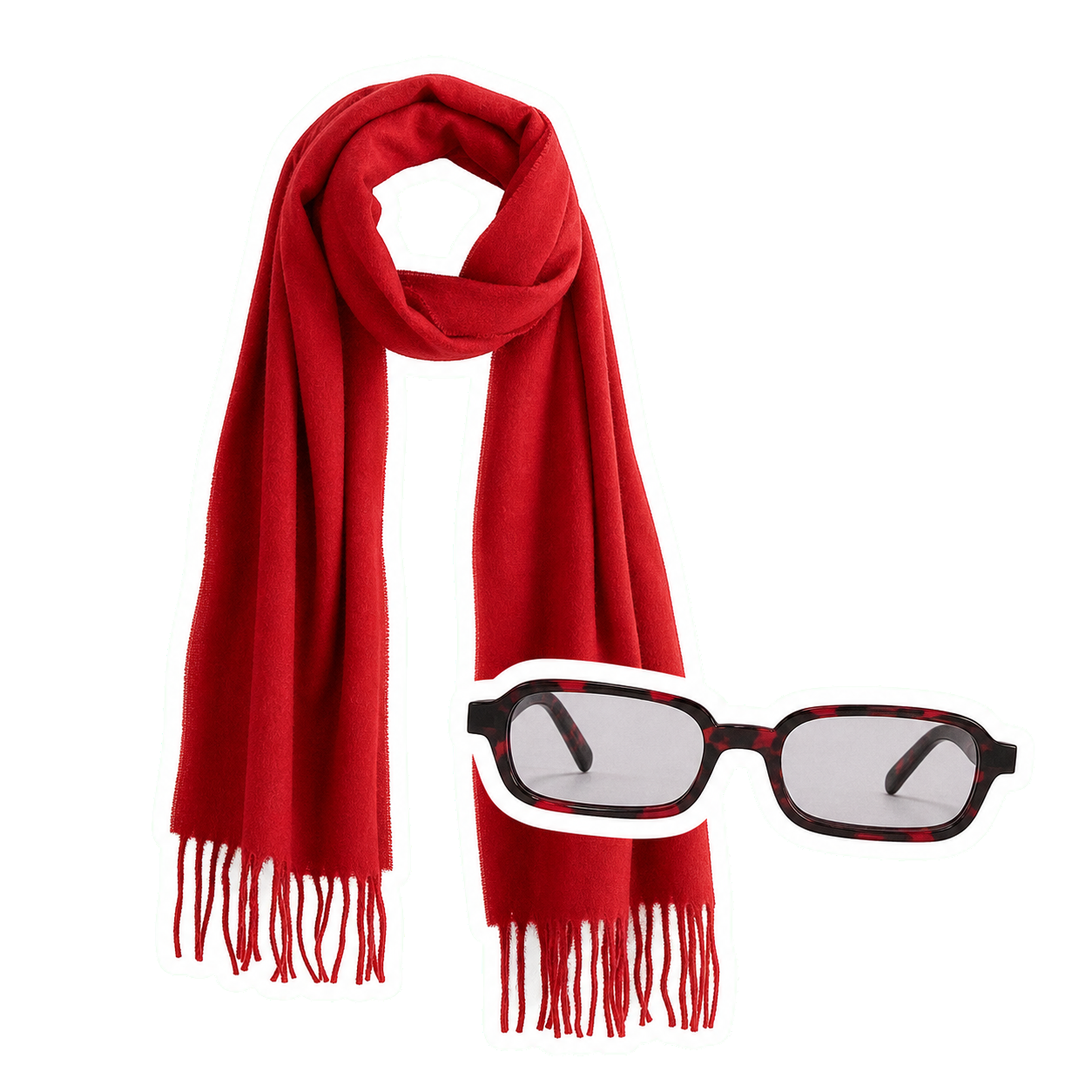 Burgundy Scarf And Tortoiseshell Sunglasses