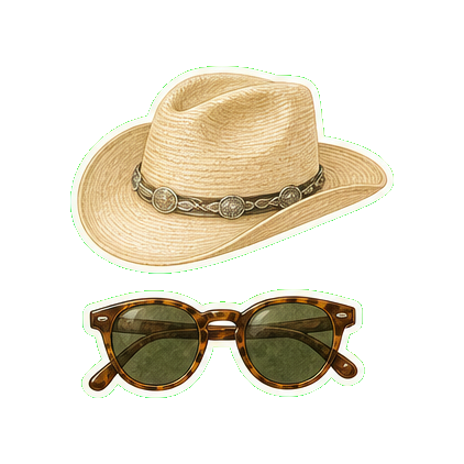 Stetson Open Road silver-belly straw cowboy hat + Persol polarized